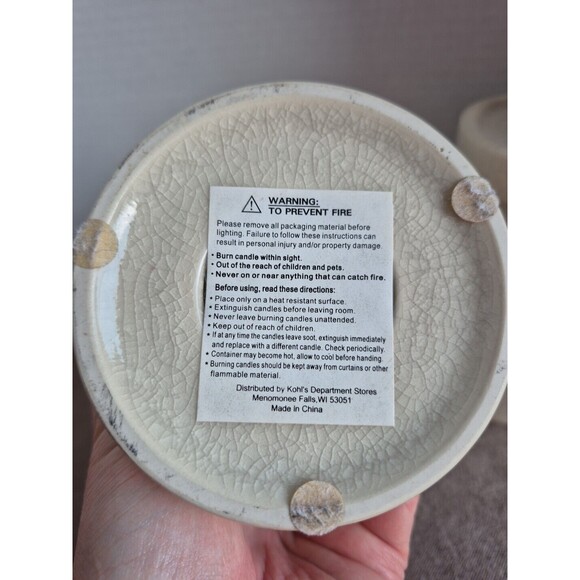 Modern Crazed Glazed Set Of 2 Candle Holders Cream Colored - Picture 6 of 13